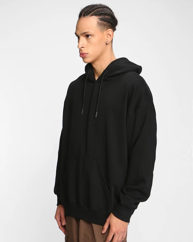 bewakoof Men's Black Oversized Hoodies